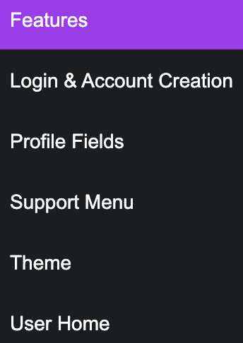 site settings menu