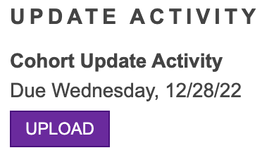 cohort update activity upload button
