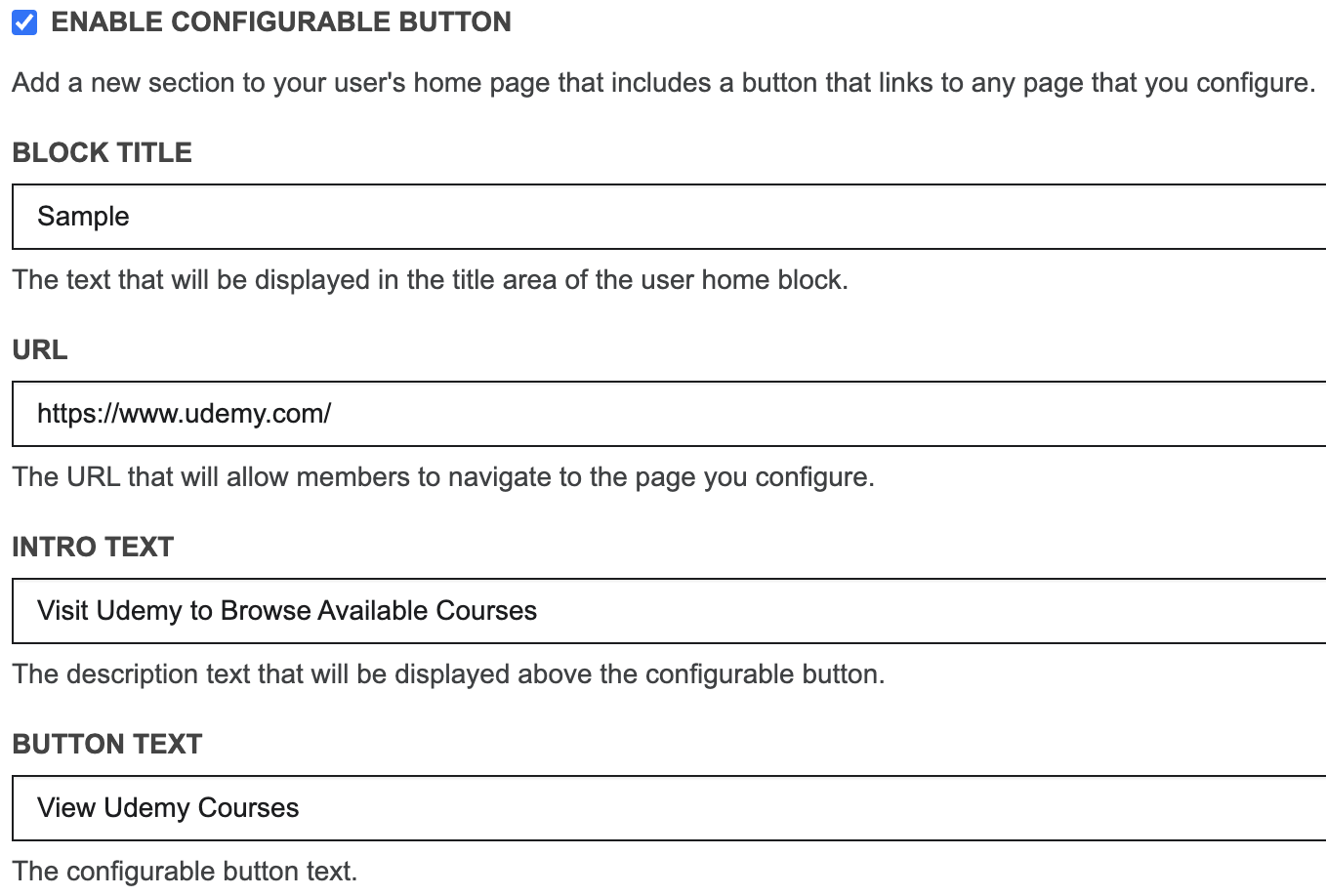 user home configurable button configuration