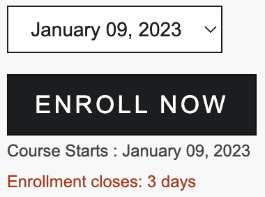 Button „Enroll Now“ (Jetzt einschreiben) auf der Startseite