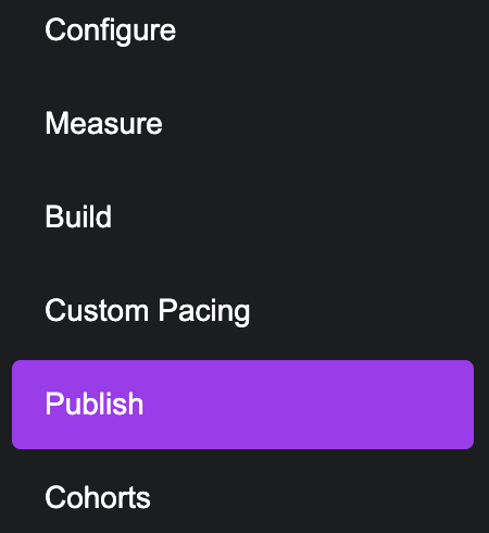 course admin panel publish