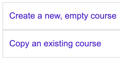 create new or existing course buttons