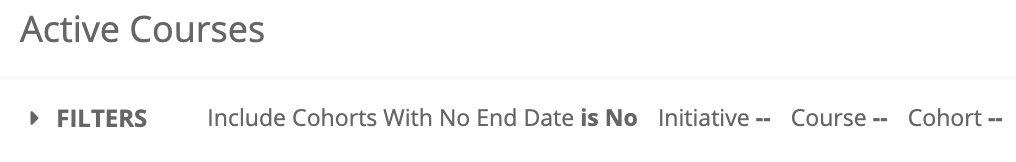 current courses dashboard filters