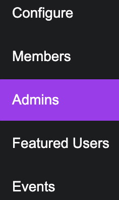 community admins configuration