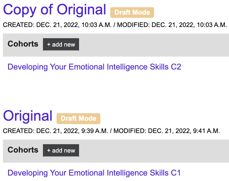 course versions