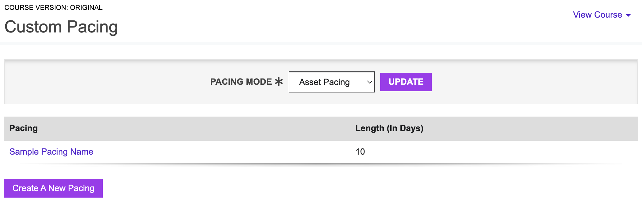 asset course pacing selection
