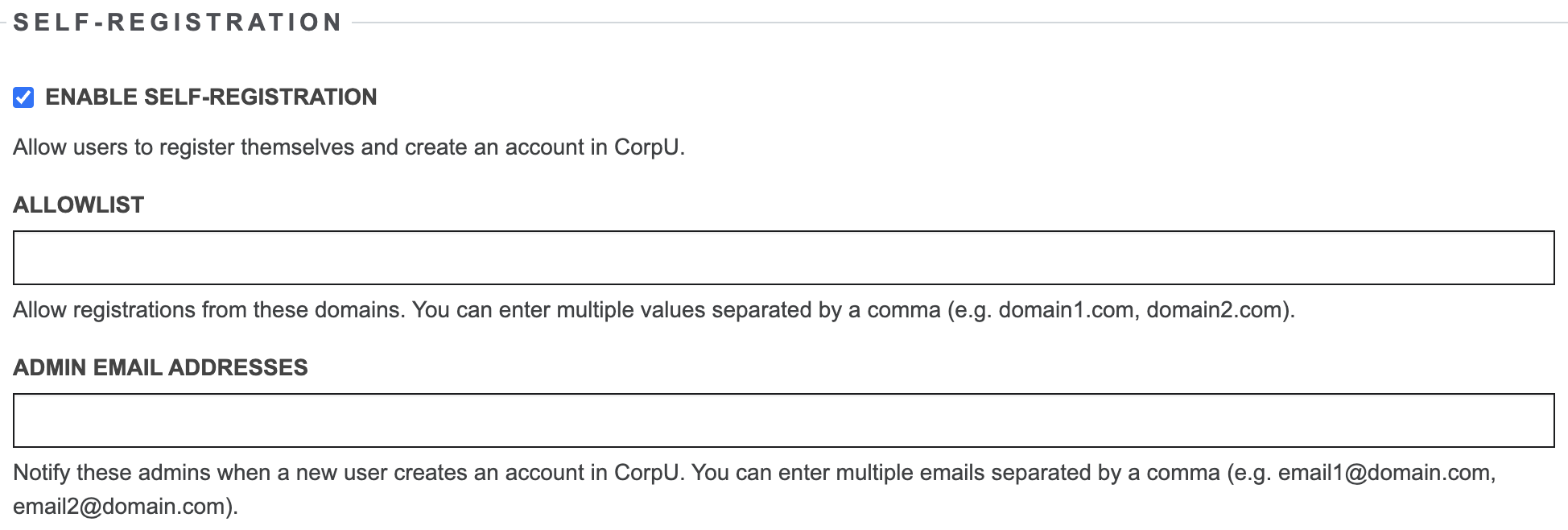 configuração da autoinscrição