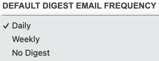 menu suspenso frequência de e-mail de resumo da comunidade