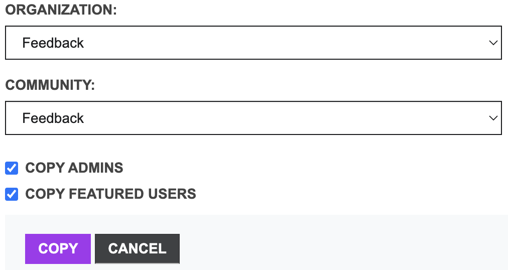 copy community members configuration