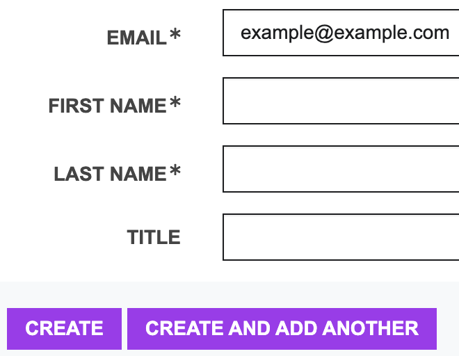 invite new user information entry