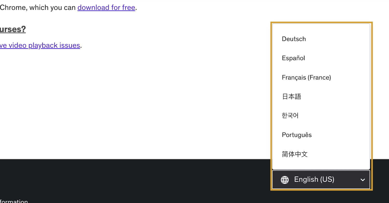 udemy business help center language options.png