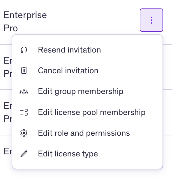 Edit pending invitation options