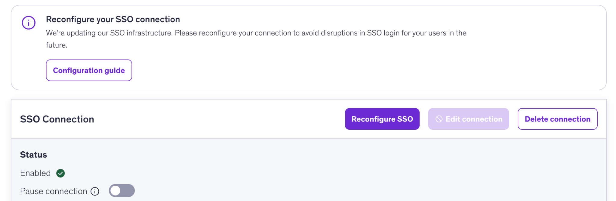 Reconfigurer votre connexion SSO