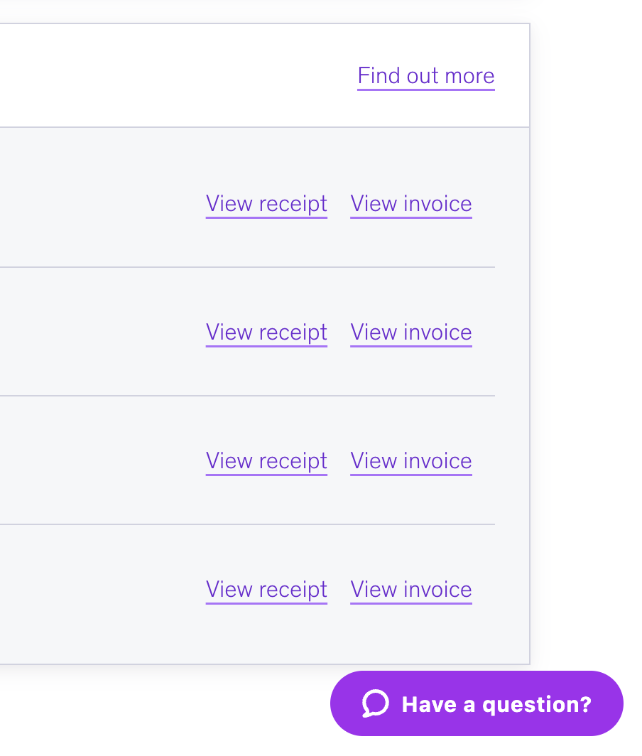 View receipts and invoices